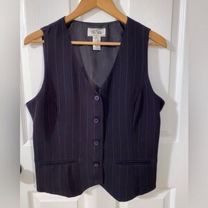 Navy Blue with purple stripes women’s vest by Bob Mackie Studio size 12